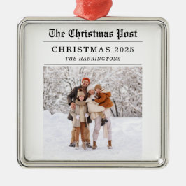 Old Newspaper Style Christmas Grußkarte Ornament Aus Metall