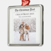 Old Newspaper Style Christmas Grußkarte Ornament Aus Metall (Links)