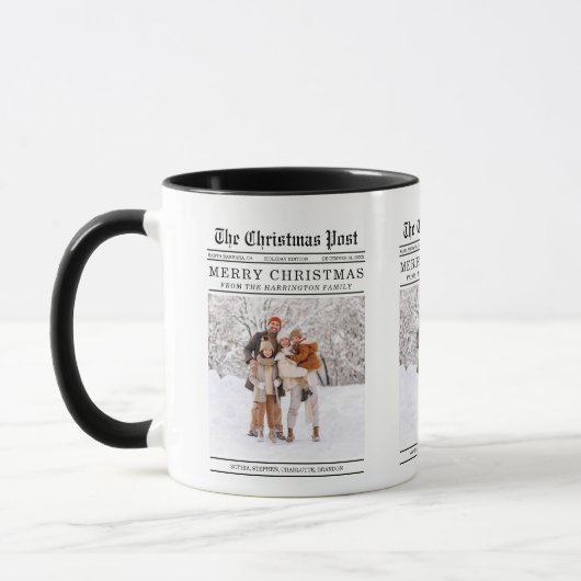 Old Newspaper Style Christmas Grußkarte Tasse (Links)