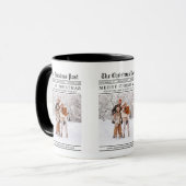 Old Newspaper Style Christmas Grußkarte Tasse (Vorderseite Links)