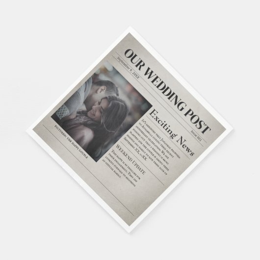 Old Newspaper Wedding Engagement Party Serviette (Ecke)