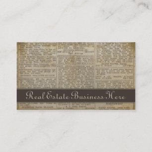 Old Newsprint Real Anwesen Business Card Visitenkarte
