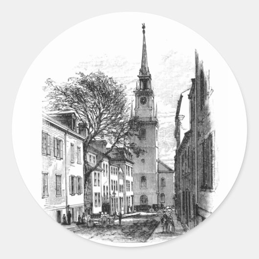 Old North Church Runder Aufkleber (Vorderseite)