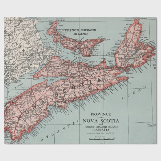Old Nova Scotia Canada Map (1925) Geschenkpapier (Flach)