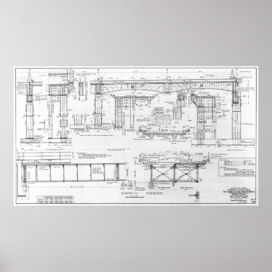 OLD OAKLAND BAY BRIDGE BLUEPRINT 1935 POSTER (Vorne)