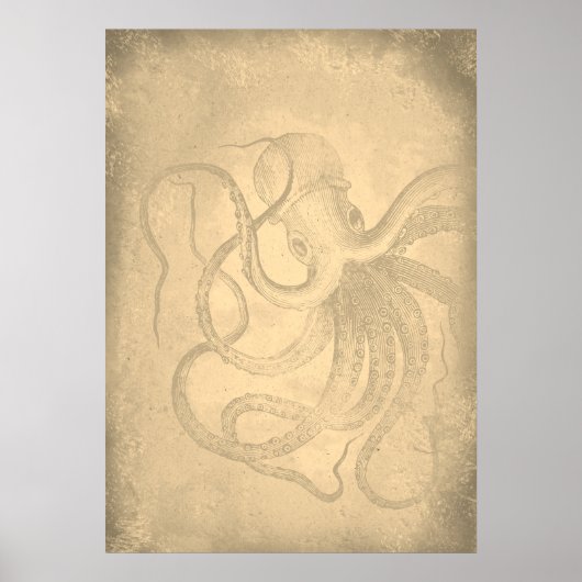 Old octopus | Sea life | Vintage Paper Poster (Vorne)