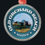 Old Orchard Beach (C) Ornament Aus Metall<br><div class="desc">Alter Orchard Strand,  Maine.</div>