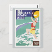 Old Orchard Beach Vintage Reise Postkarte (Vorne/Hinten)