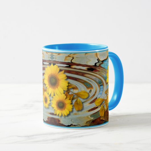 OLD PAINT & SUNFLOWERS ~ Ringer-Tasse Tasse (VorderseiteRechts)