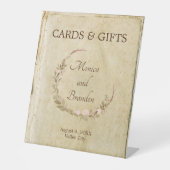 Old Paper Vintage Wedding Geschenke Pedestal Zeich Sockelschild (Vorderseite)