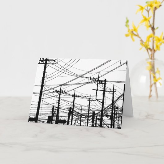 Old Phone and Power Lines Karte (Gelbe Blume)