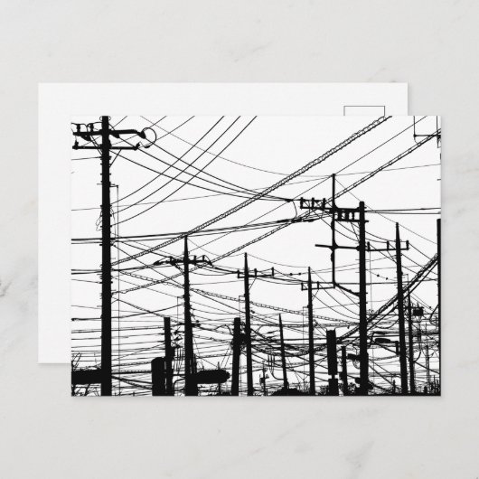 Old Phone and Power Lines Postkarte (Vorne/Hinten)