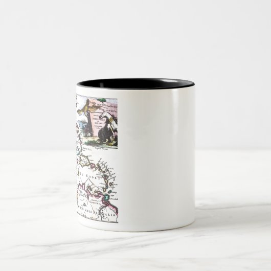 old pictorial map of the caribbean zweifarbige tasse (Mittel)