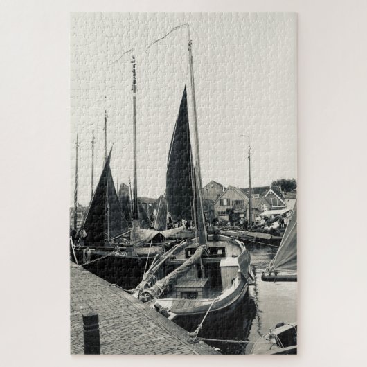 Old picture Harbor boat  Puzzle (Vertikal)