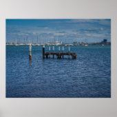 Old Pier Piles St Kilda Harbour with Sailboats Poster (Vorne)