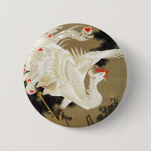 Old Pine Tree und White Phoenix von Ito Jakuchu Button (Vorderseite)