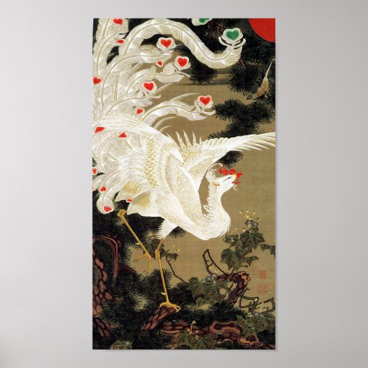 Old Pine Tree und White Phoenix von Ito Jakuchu Poster (Vorne)