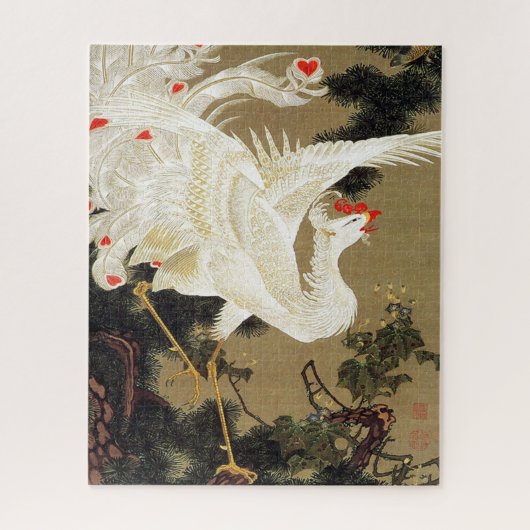 Old Pine Tree und White Phoenix von Ito Jakuchu Puzzle (Vertikal)