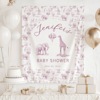 Old Pink Girl Baby Dusche Banner Safari Toile Wandteppich