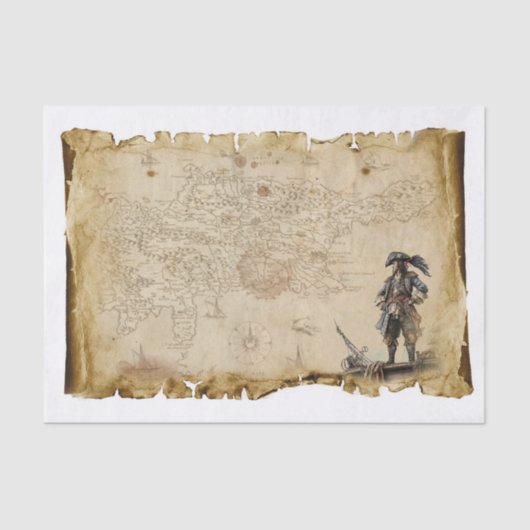 Old Pirate Map Pirate the Caribbean Decoupage Seidenpapier (Vorderseite)