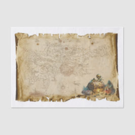 Old Pirate Map Schatzkammer Brustkorb Knochen Deco Seidenpapier