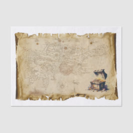 Old Pirate Map Schatztruhe Brustkompass Decoupage Seidenpapier