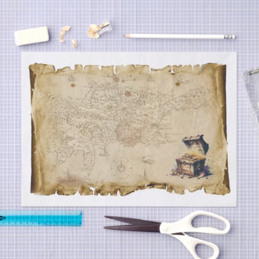 Old Pirate Map Schatztruhe Brustkompass Decoupage Seidenpapier (Handwerk)