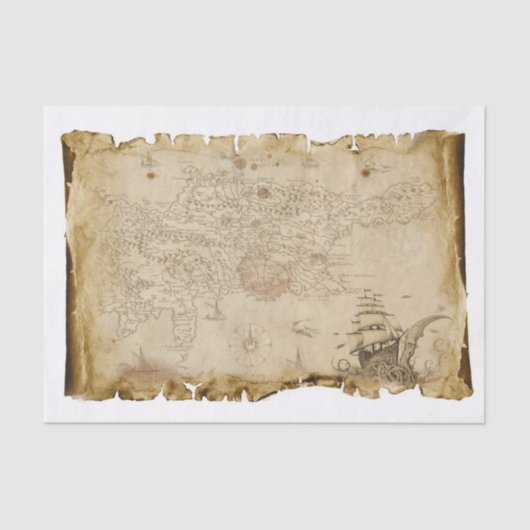 Old Pirate Map Schiff in Storm Decoupage Seidenpapier (Vorderseite)