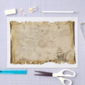 Old Pirate Map Schiff in Storm Decoupage Seidenpapier (Handwerk)