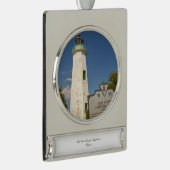 Old Point Comfort Lighthouse Banner-Ornament Silber (Rechts)