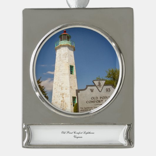 Old Point Comfort Lighthouse Banner-Ornament Silber (Vorderseite)