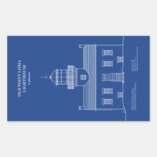Old Point Loma Lighthouse - Kalifornien - AD Rechteckiger Aufkleber (Vorderseite)