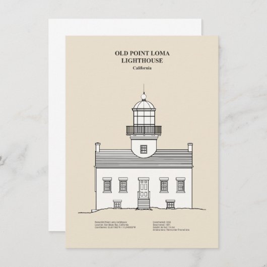 Old Point Loma Lighthouse - Kalifornien - SBD Mitteilungskarte (Vorne/Hinten)