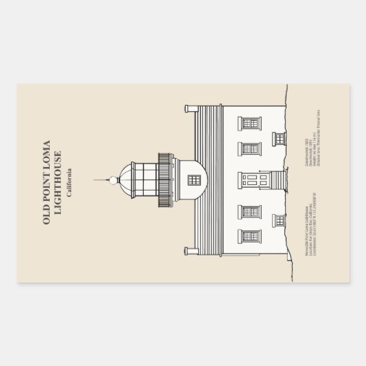 Old Point Loma Lighthouse - Kalifornien - SBD Rechteckiger Aufkleber (Vorderseite)