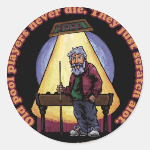 Old Pool Player Runder Aufkleber