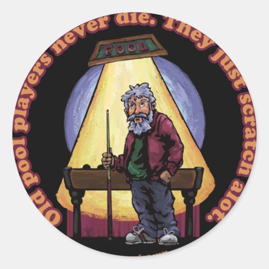 Old Pool Player Runder Aufkleber (Vorderseite)