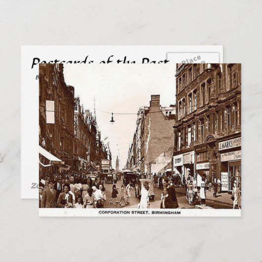 Old Postcard, Birmingham, Corporation St c1950 Postkarte (Vorne/Hinten)