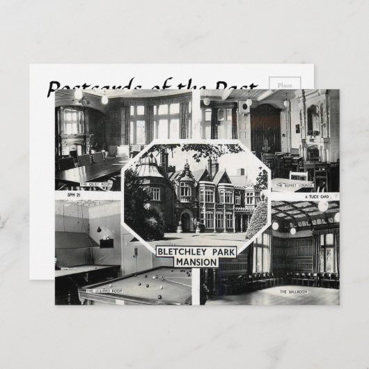 Old Postcard - Bletchley Park Mansion Postkarte (Vorne/Hinten)