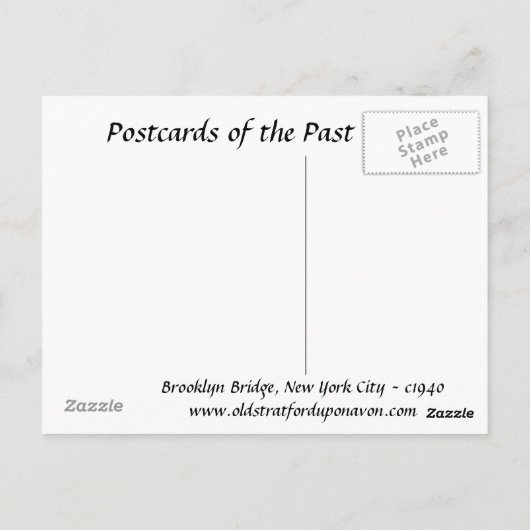 Old Postcard - Brooklyn Bridge, NYC Postkarte (Rückseite)
