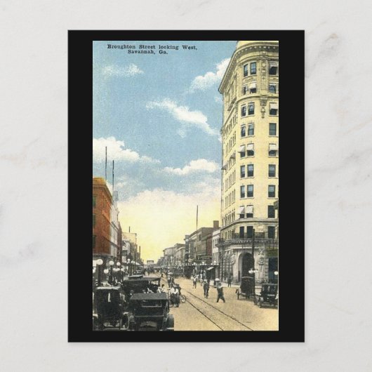 Old Postcard, Broughton St, Savannah, Georgia Postkarte (Vorderseite)