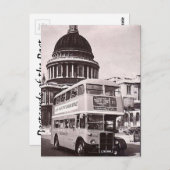 Old Postcard - Bus am St. Paul's Cathedral, London Postkarte (Vorne/Hinten)