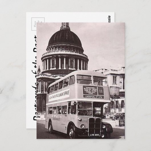 Old Postcard - Bus am St. Paul's Cathedral, London Postkarte (Vorne/Hinten)