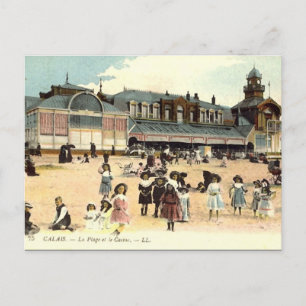 Old Postcard - Calais, Beach & Casino Postkarte