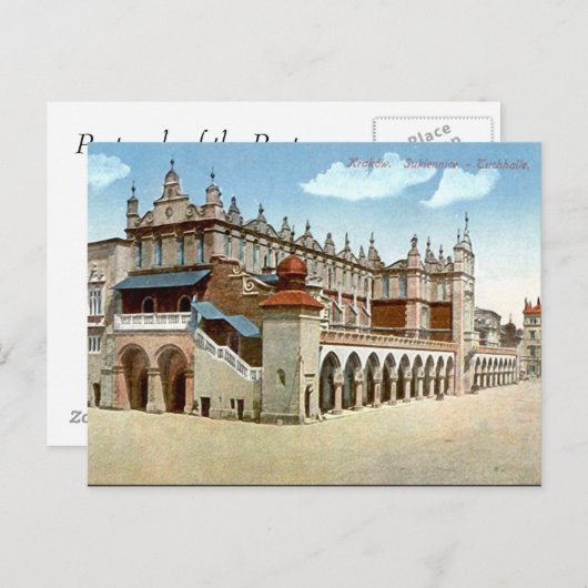 Old Postcard - Cloth Hall, Krakau, Polen Postkarte (Vorne/Hinten)