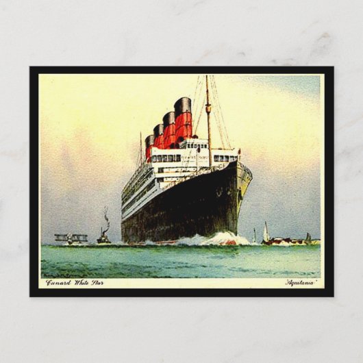 Old Postcard - Cunard White Star "Aquitania" Postkarte (Vorderseite)