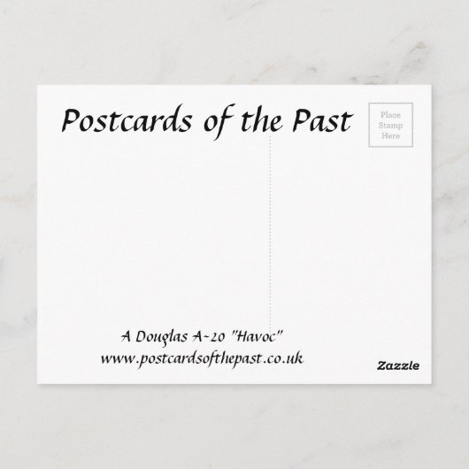 Old Postcard - Douglas A-20 "Havoc" Postkarte (Rückseite)