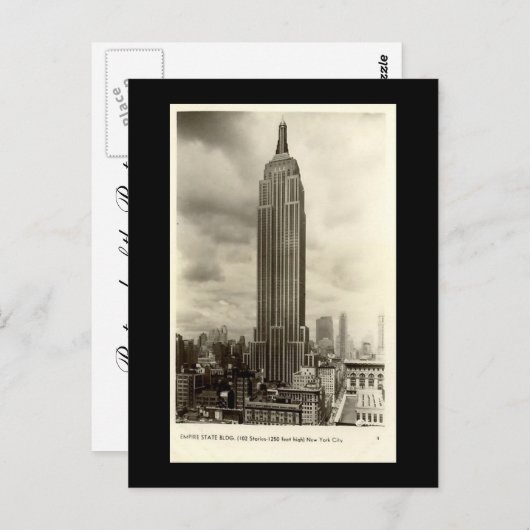 Old Postcard, Empire State Gebäude, New York City Postkarte (Vorne/Hinten)