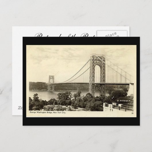 Old Postcard, George Washington Bridge, New York C Postkarte (Vorne/Hinten)