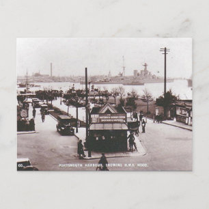 Old Postcard - HMS Hood, Portsmouth Hafen Postkarte