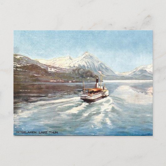 Old Postcard - Lake Thun, Interlaken, Schweiz Postkarte (Vorderseite)